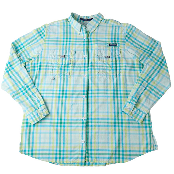 Columbia PFG Super Bahama Vtg Fishing Shirt Mens XL Long Sleeve Plaid UPF - Picture 1 of 11